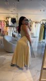 Beige SquareNeck Midi Dress