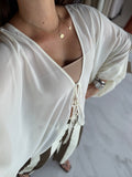 Tie Cream kimono Blouse