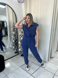 Navy MockNeck Jogger Jumpsuit