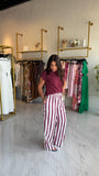 Wine Striped Top & Pants Set