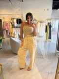 Taupe Floral Barrel Jumpsuit