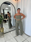 Olive Crop Top & Pants Set