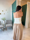 White Ribbed Lace Top