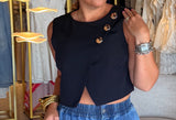 Black Asymmetrical Button Vest