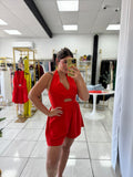 Red Halter CutOut Romper