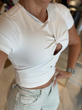 White OpenCut Top