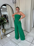 Kelly Green Tube Denim Jumpsuit