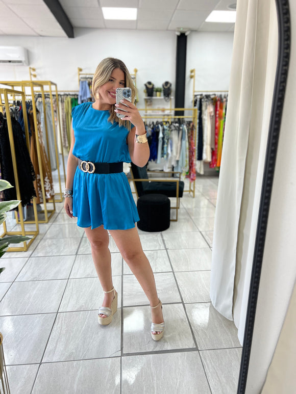 Padded Blue Romper (Belt Not Included)