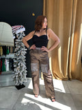 Dark Chocolate Metallic Cargo Pants