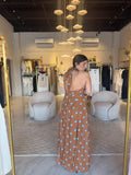 Brown Blue Halter MaxiDress