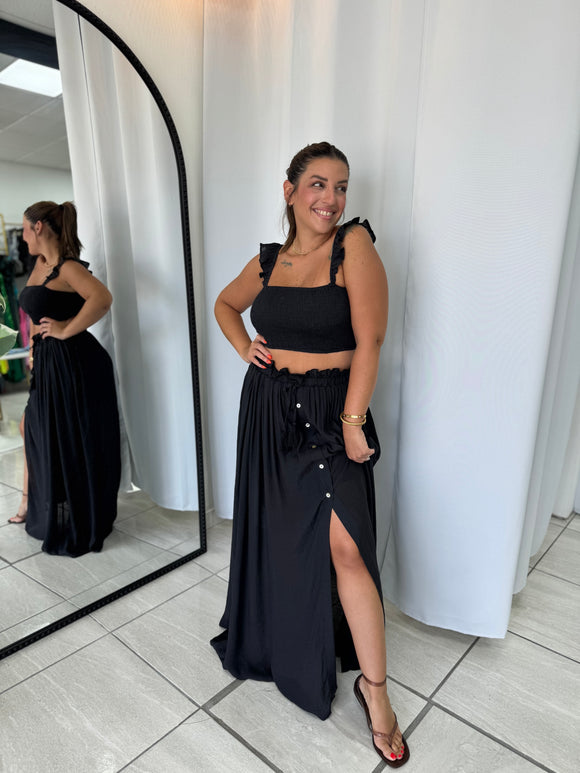 Black Boho Top & Maxi Skirt