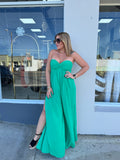 Green Strapless Smocking Back Jumpsuit