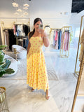 Yellow Blush Dots Midi Dress