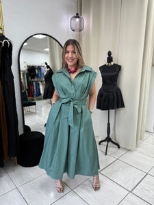 Sage Sash Midi Dress