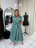 Sage Sash Midi Dress
