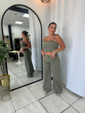 Olive Crop Top & Pants Set