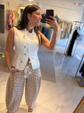 Denim White Mandarin Vest
