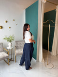 Denim Pleat Barrel Jeans