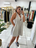 Light Grey Pleated Oversized Romper