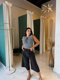 Black Striped Culotte Pants