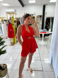 Red Halter CutOut Romper