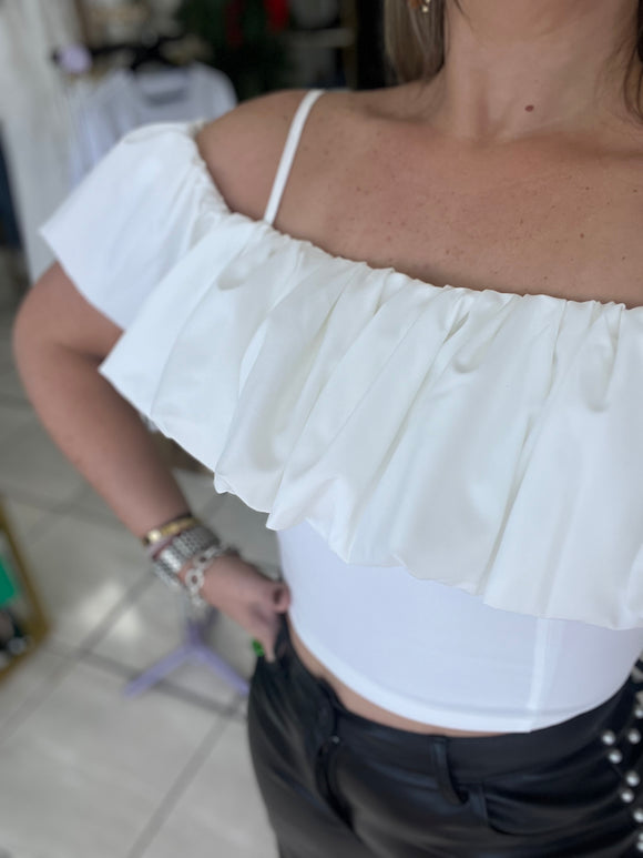 White Bubble Crop Top