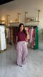 Wine Striped Top & Pants Set
