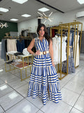 Blue Striped Maxi Dress