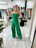 Kelly Green Tube Denim Jumpsuit