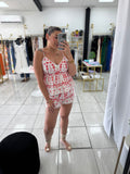 Red Floral Peplum Top & Pants
