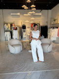 OffWhite Peplum Top & Pants Set