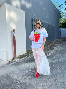 White Mesh Lace Skirt