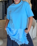 Blue Lace Tshirt Top