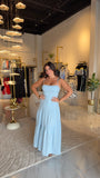 Blue ShoulderTie Dress
