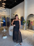 Black Gold Details Mesh Dress