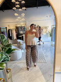 Brown PolkaDots Denim Pants