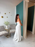 White Linen Strapless Jumpsuit