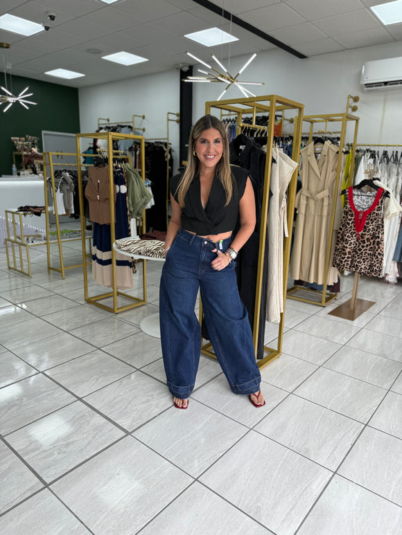 DarkStone Buckled Barrel Jeans