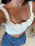 OffWhite Rosette Crochet Top