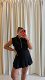 Black Scuba ZipUp Romper