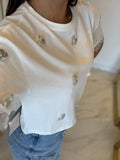 Crop Embellished  Oversized Top