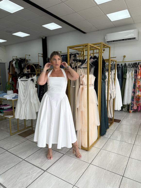 Halter Neckline White Dress