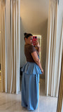 Denim Balloon Pants Skirt Overlay