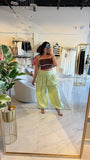 Green Plated Balloon Pants