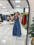 DarkDenim Halter Jumpsuit
