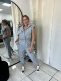 HeatherGray MockNeck Jogger Jumpsuit