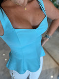 Aqua Peplum Top