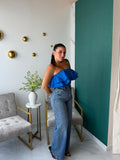 Blue Ruffles Tube Top