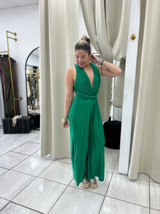 Jewel Green Vneck Jumpsuit