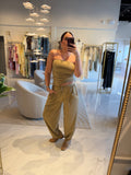 Khaki Asymmetric Tube Top & Pants